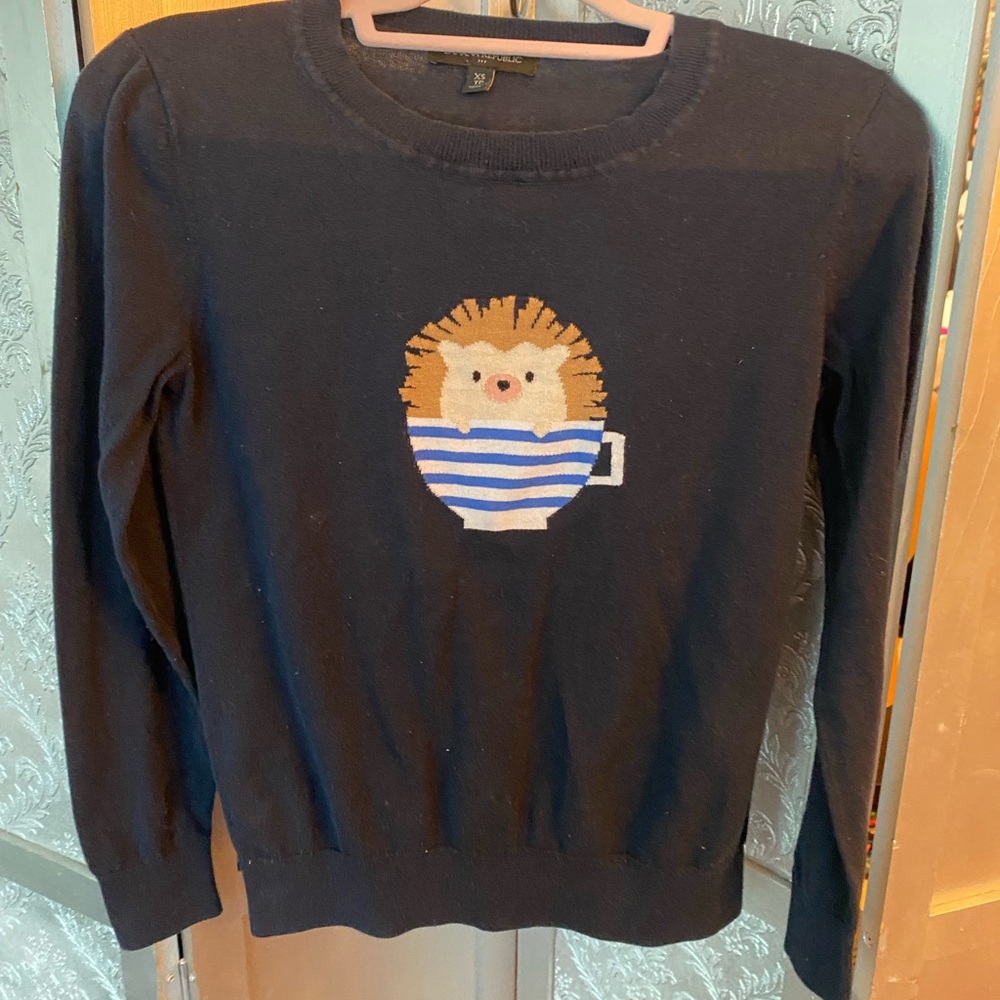 Banana Republic cute hedgehog Dark Blue Sweater